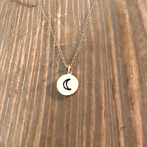 handmade Jewelry - Hand stamped moon pendant necklace handmade Jewelry - Hand stamped moon pendant necklace